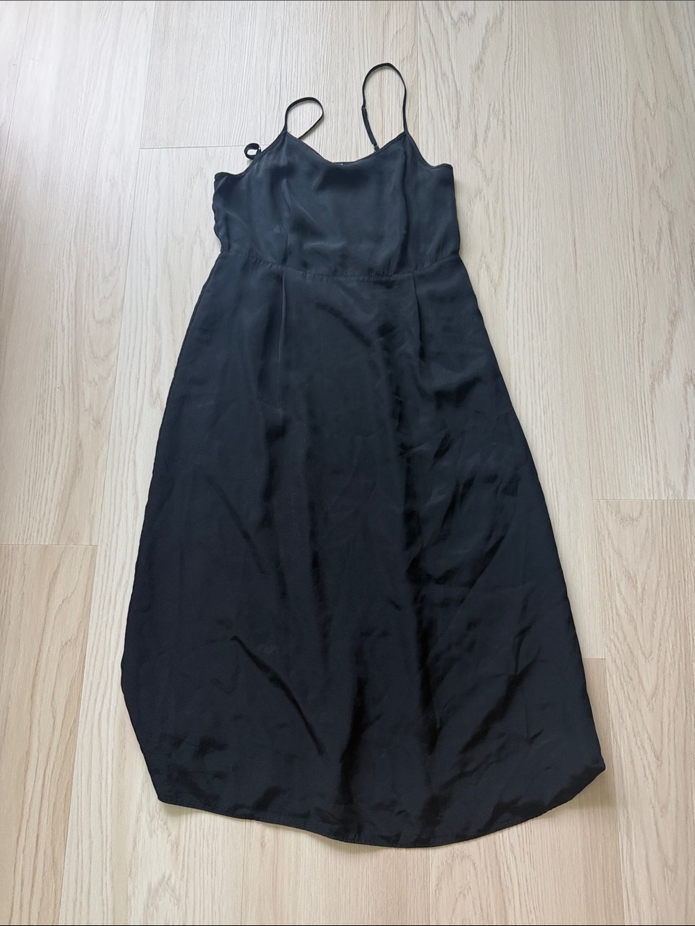 Wilfred Black Midi Slip Dress with Spaghetti Straps SM Aritzia